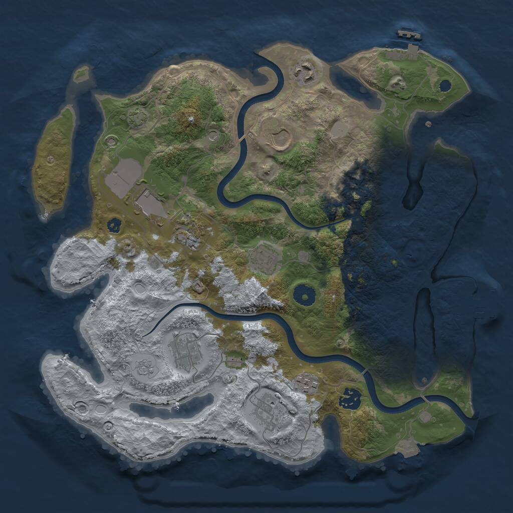 Rust Map: Procedural Map, Size: 3500, Seed: 467162228, 15 Monuments