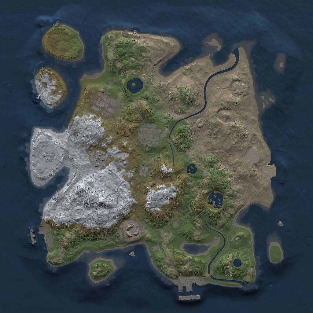 Rust Map: Procedural Map, Size: 3000, Seed: 84096, 10 Monuments