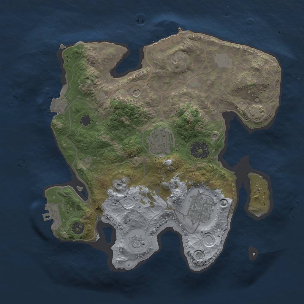 Rust Map: Procedural Map, Size: 2500, Seed: 1755143785, 10 Monuments