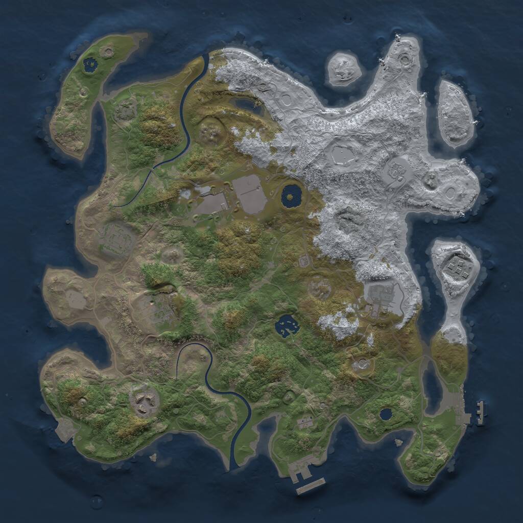 Rust Map: Procedural Map, Size: 3500, Seed: 51849453, 13 Monuments