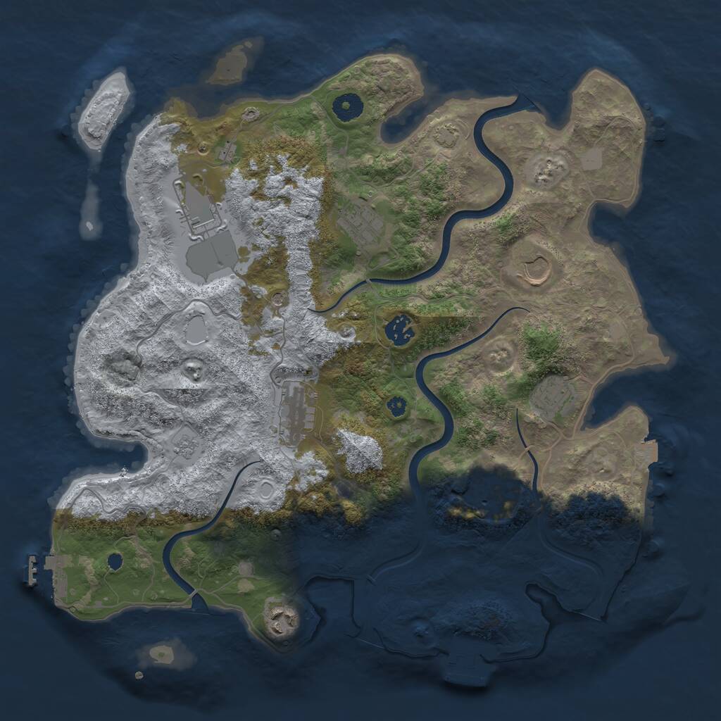 Rust Map: Procedural Map, Size: 3750, Seed: 23496, 14 Monuments