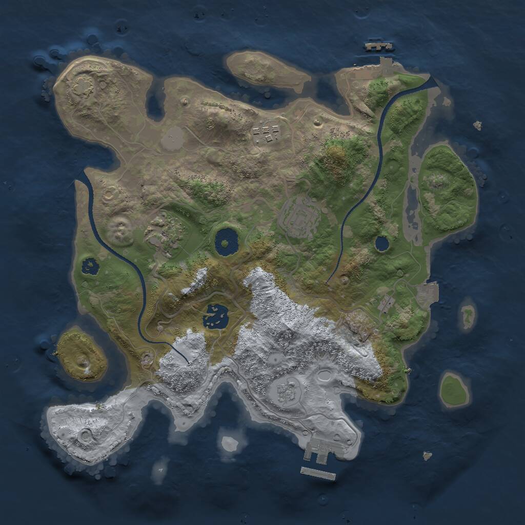 Rust Map: Procedural Map, Size: 3000, Seed: 1623465, 9 Monuments