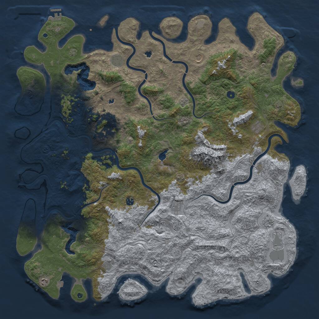 Rust Map: Procedural Map, Size: 6000, Seed: 354504826, 16 Monuments