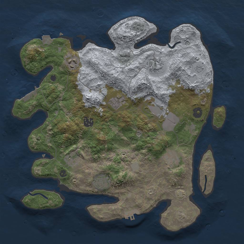 Rust Map: Procedural Map, Size: 3500, Seed: 67930650, 17 Monuments