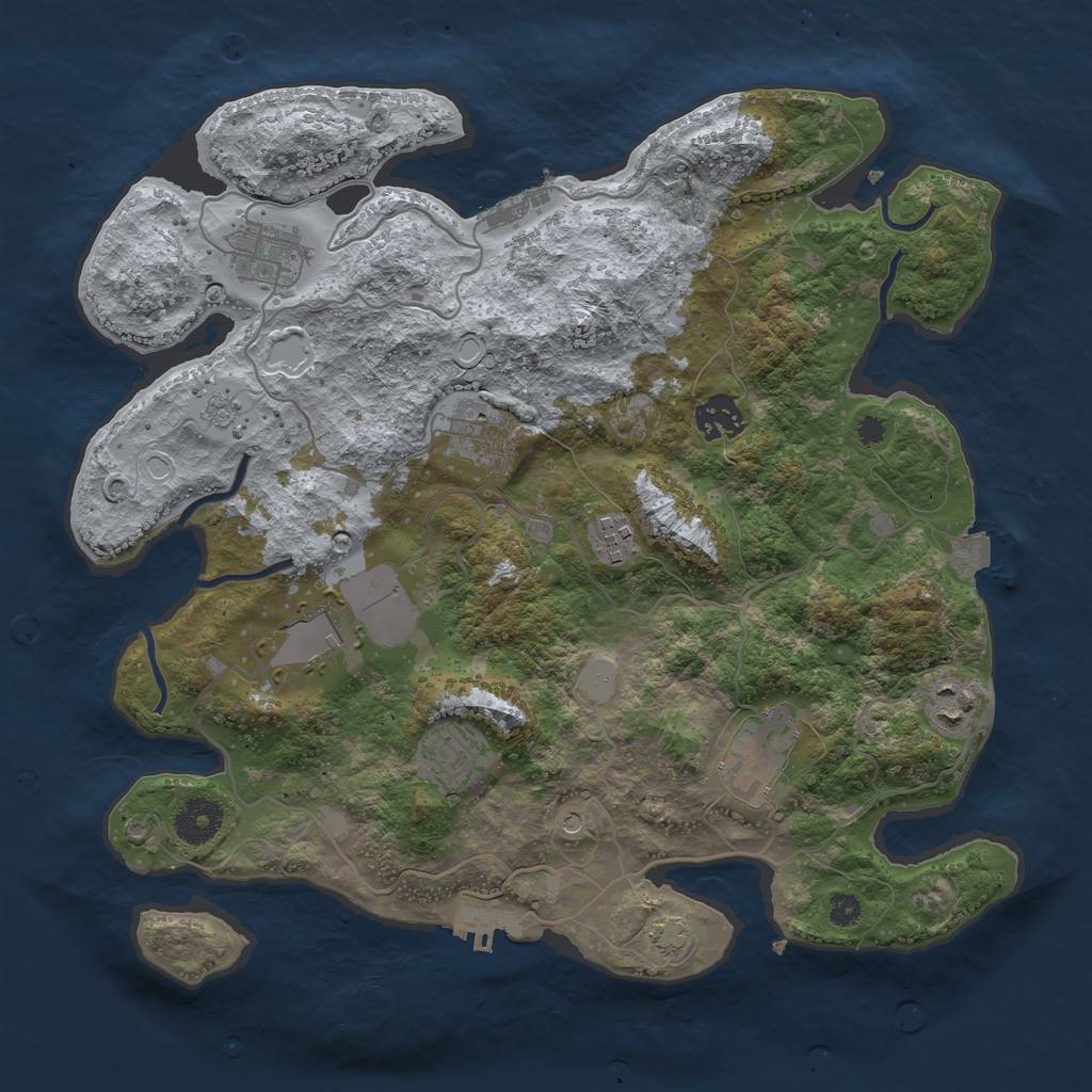 Rust Map: Procedural Map, Size: 3500, Seed: 11000, 16 Monuments