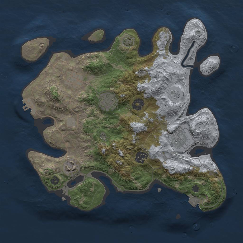 Rust Map: Procedural Map, Size: 3000, Seed: 701201210, 12 Monuments