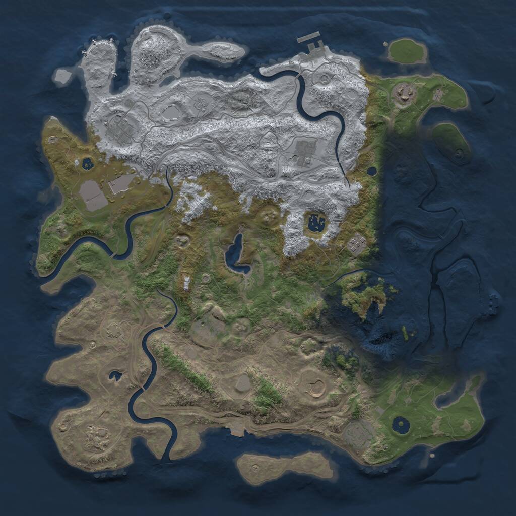 Rust Map: Procedural Map, Size: 4400, Seed: 83783547, 16 Monuments