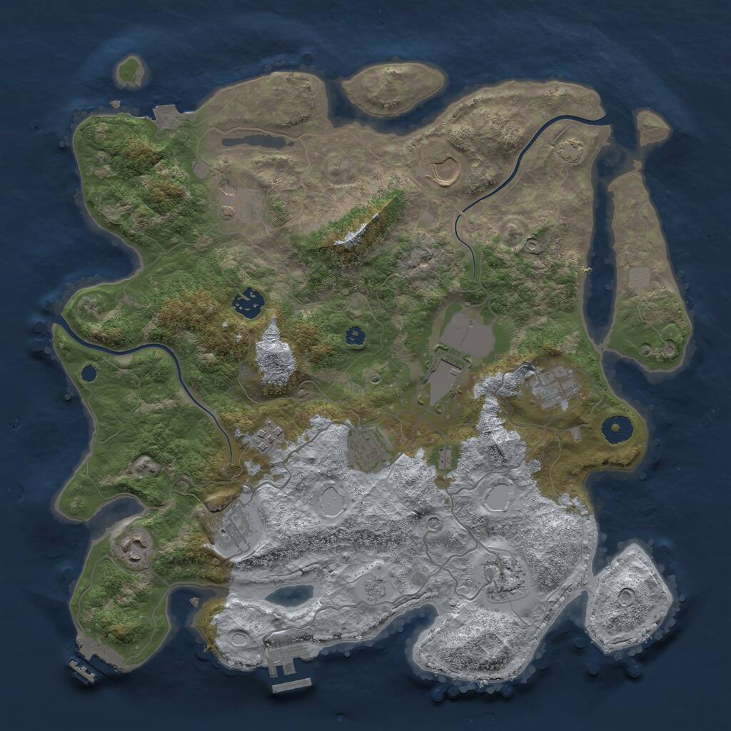 Rust Map: Procedural Map, Size: 3750, Seed: 73352599, 16 Monuments