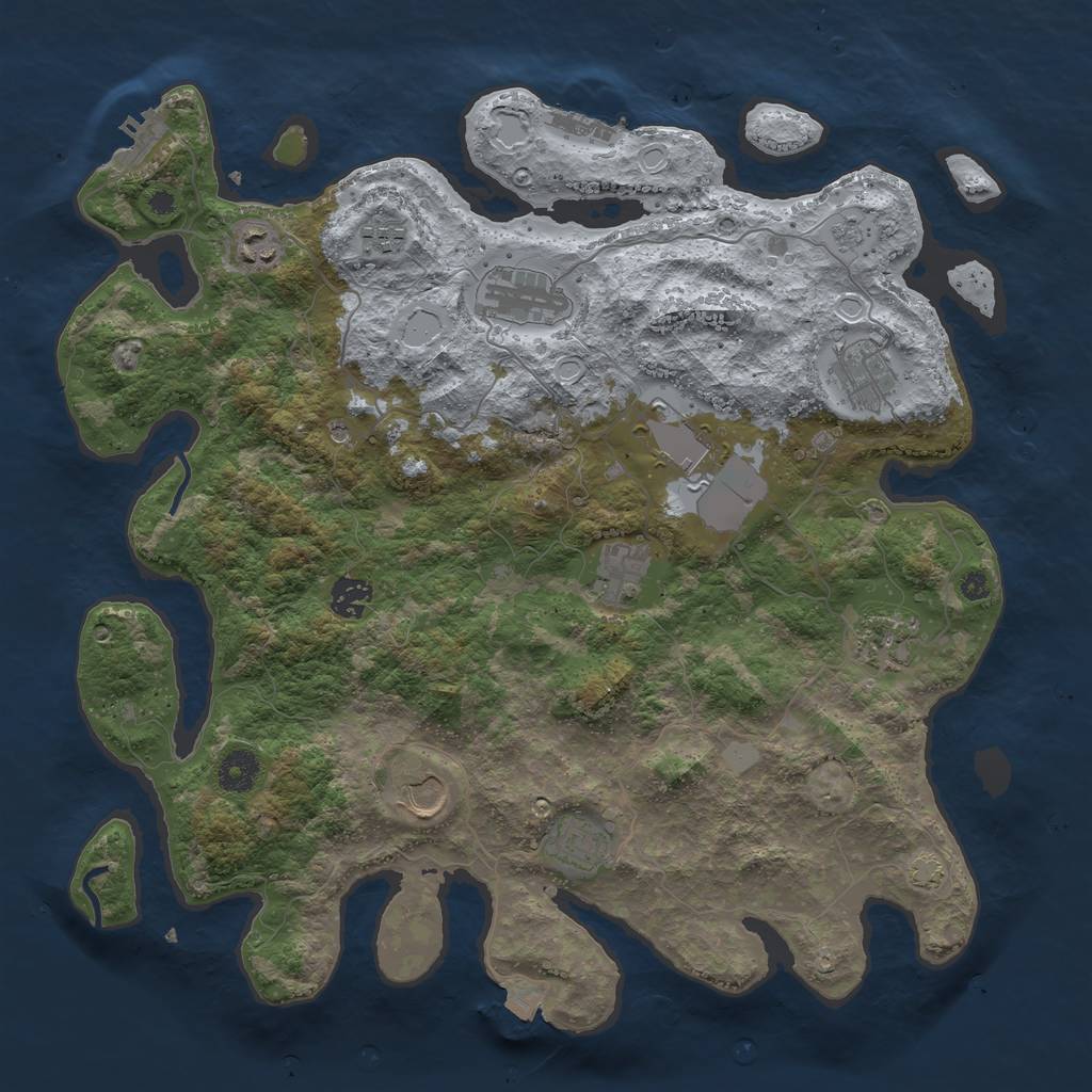 Rust Map: Procedural Map, Size: 3900, Seed: 84643720, 18 Monuments
