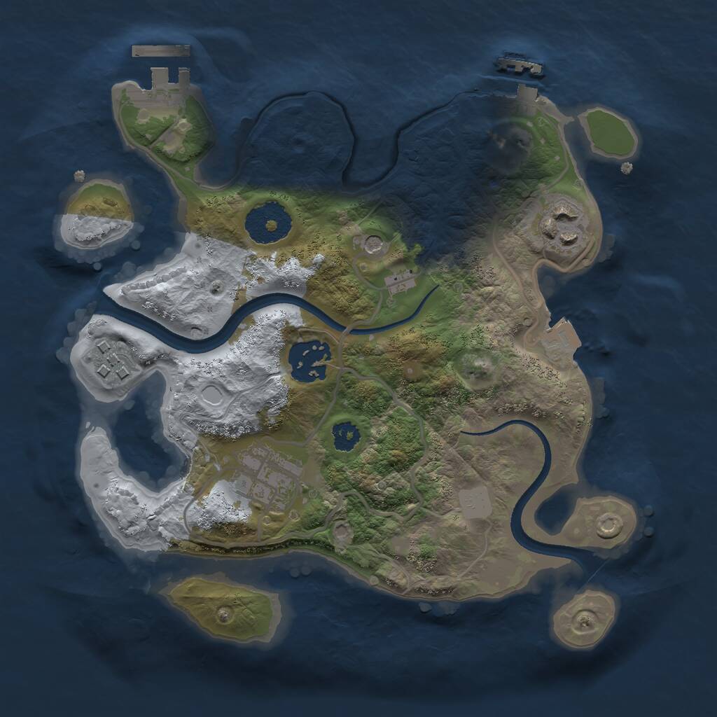 Rust Map: Procedural Map, Size: 2500, Seed: 2013135508, 8 Monuments