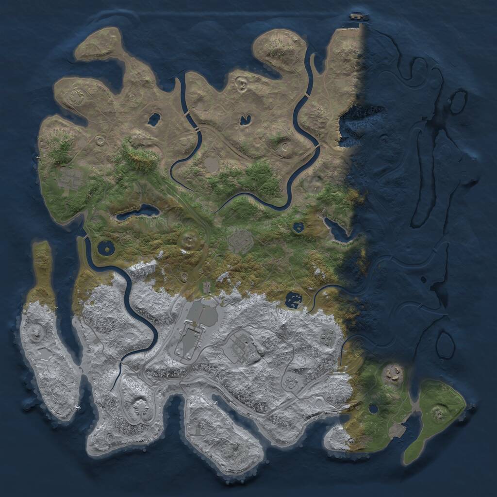 Rust Map: Procedural Map, Size: 4500, Seed: 38213636, 13 Monuments