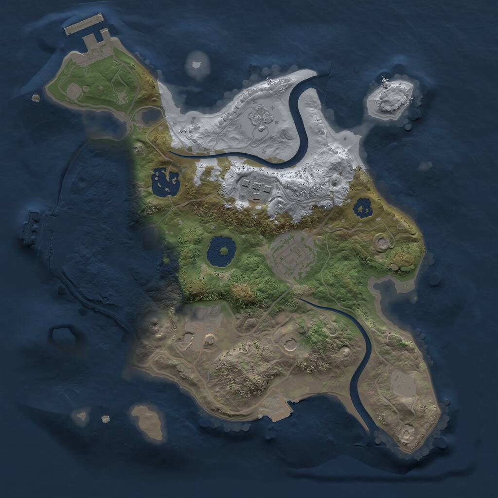 Rust Map: Procedural Map, Size: 2500, Seed: 2044465159, 9 Monuments