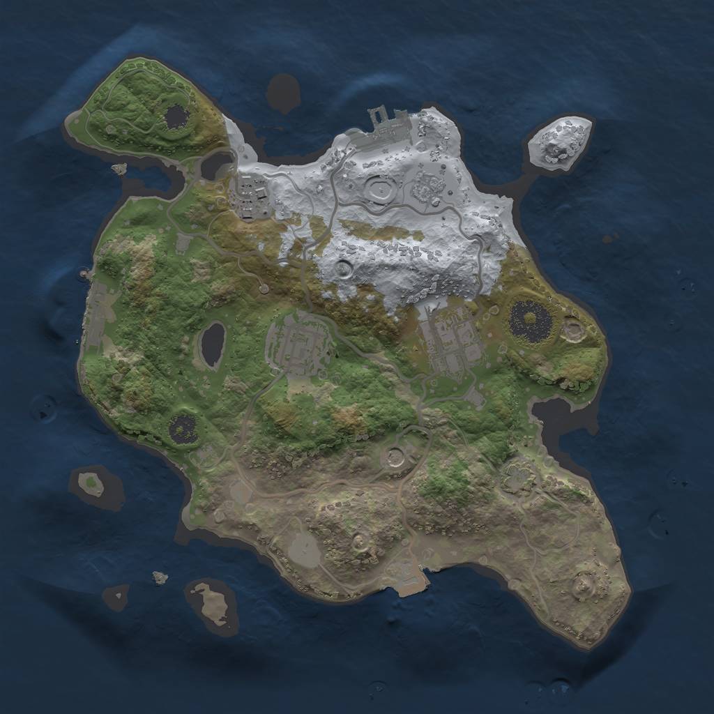 Rust Map: Procedural Map, Size: 2500, Seed: 2044465159, 11 Monuments