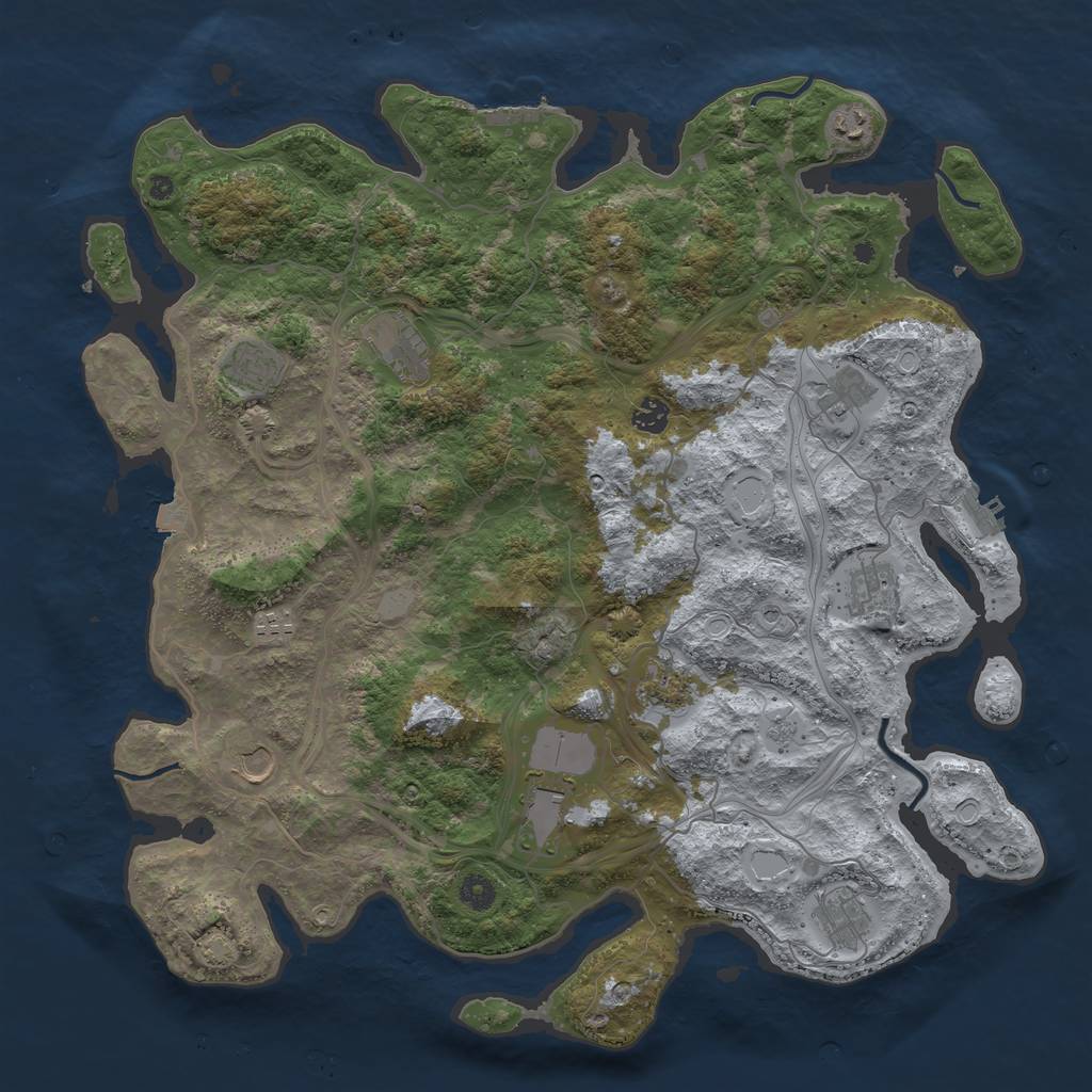 Rust Map: Procedural Map, Size: 4500, Seed: 561021, 19 Monuments