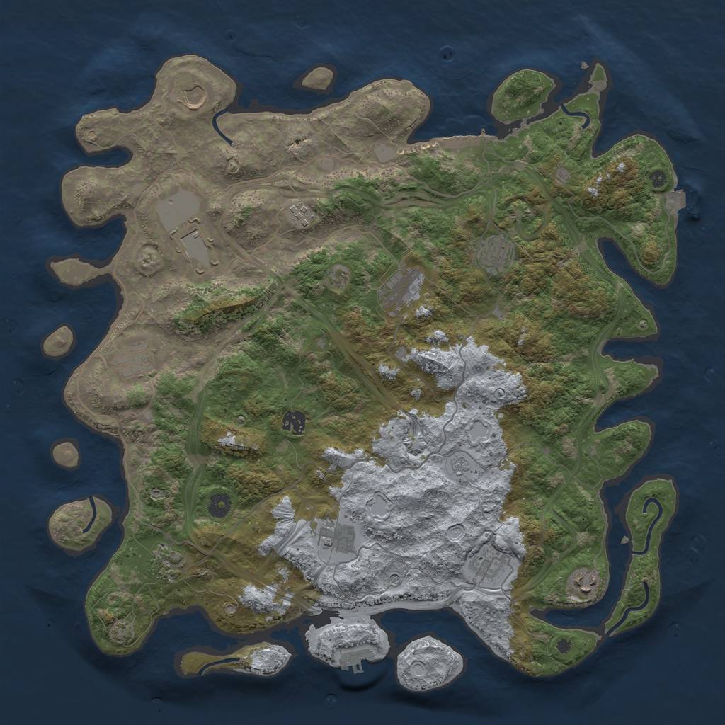 Rust Map: Procedural Map, Size: 4500, Seed: 1949400628, 19 Monuments