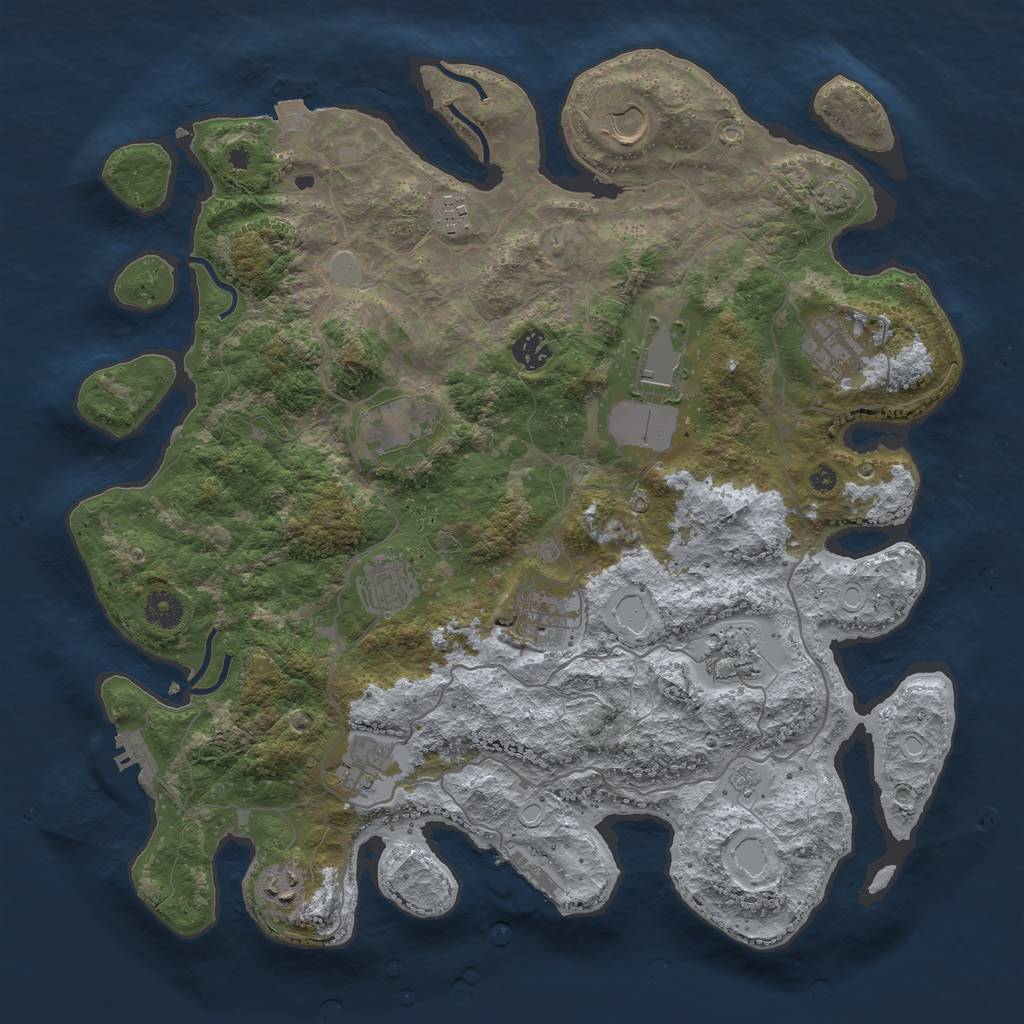 Rust Map: Procedural Map, Size: 4000, Seed: 724525489, 18 Monuments