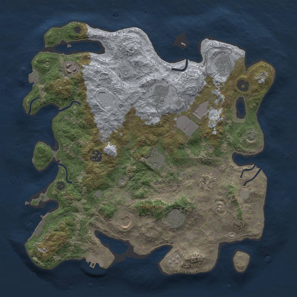 Rust Map: Procedural Map, Size: 3650, Seed: 94608145, 18 Monuments