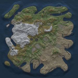 Thumbnail Rust Map: Procedural Map, Size: 3950, Seed: 43536159, 18 Monuments