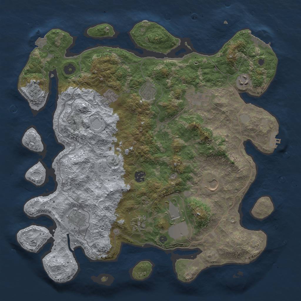 Rust Map: Procedural Map, Size: 4000, Seed: 25028373, 18 Monuments