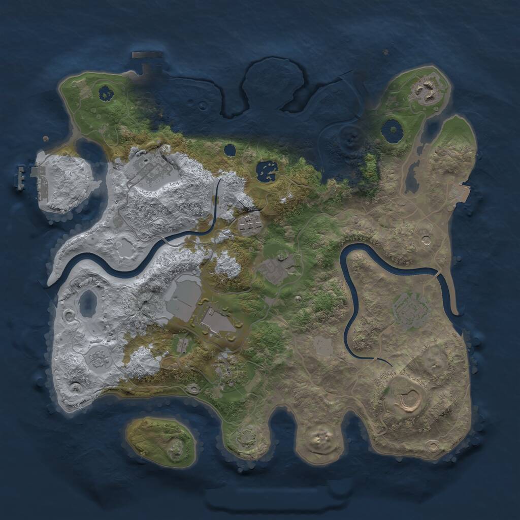 Rust Map: Procedural Map, Size: 3500, Seed: 94294721, 15 Monuments