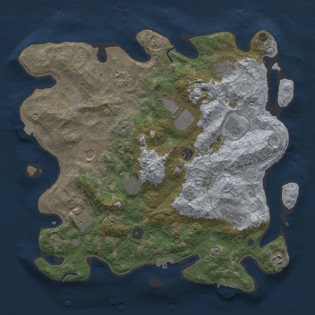 Rust Map: Procedural Map, Size: 4000, Seed: 1752257169, 19 Monuments