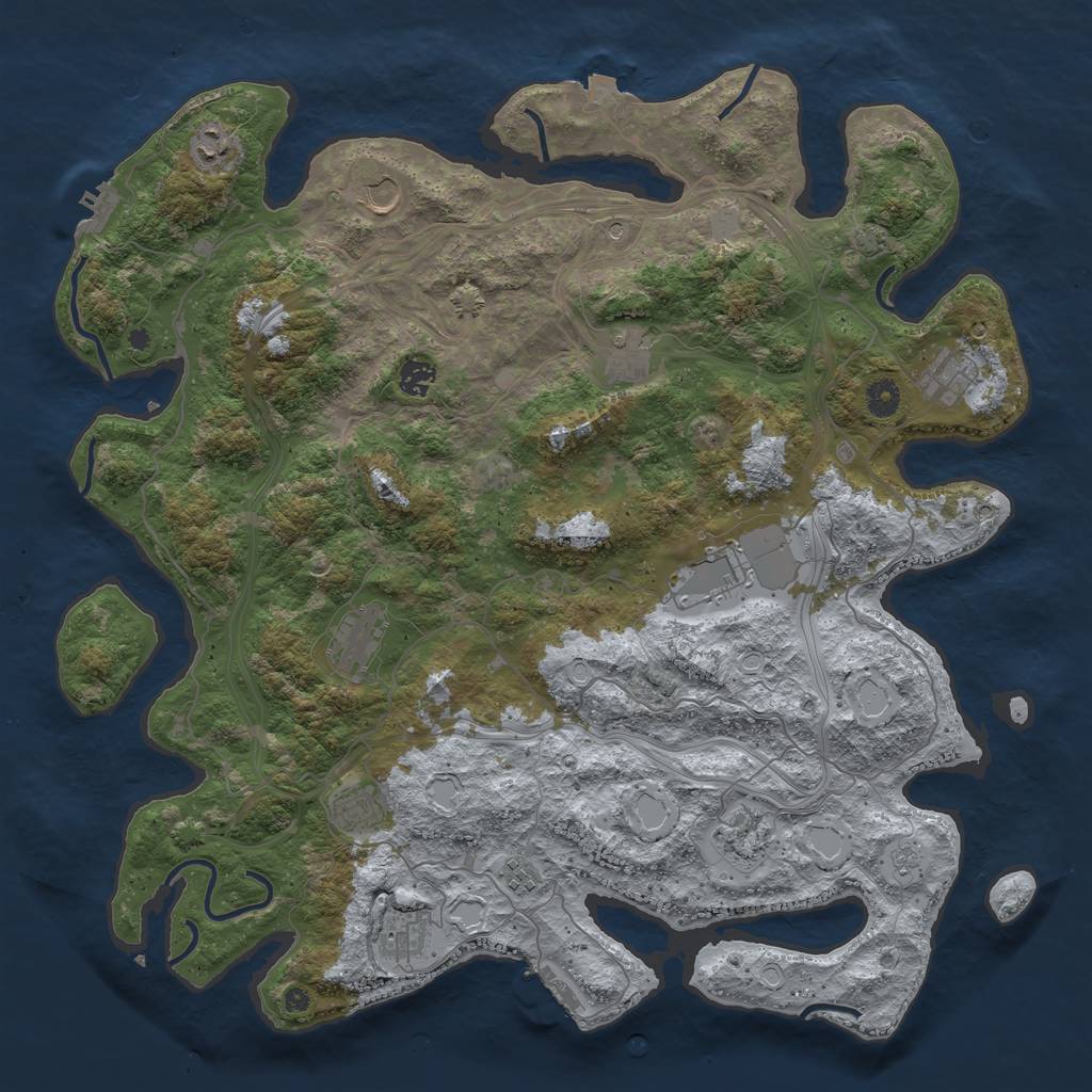 Rust Map: Procedural Map, Size: 4500, Seed: 648857938, 19 Monuments