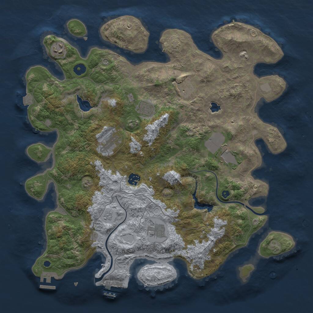 Rust Map: Procedural Map, Size: 4000, Seed: 1301994, 13 Monuments