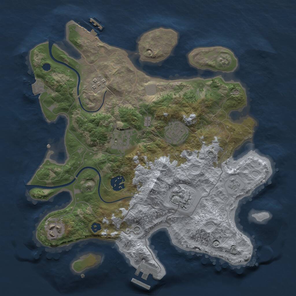 Rust Map: Procedural Map, Size: 3000, Seed: 141414, 11 Monuments
