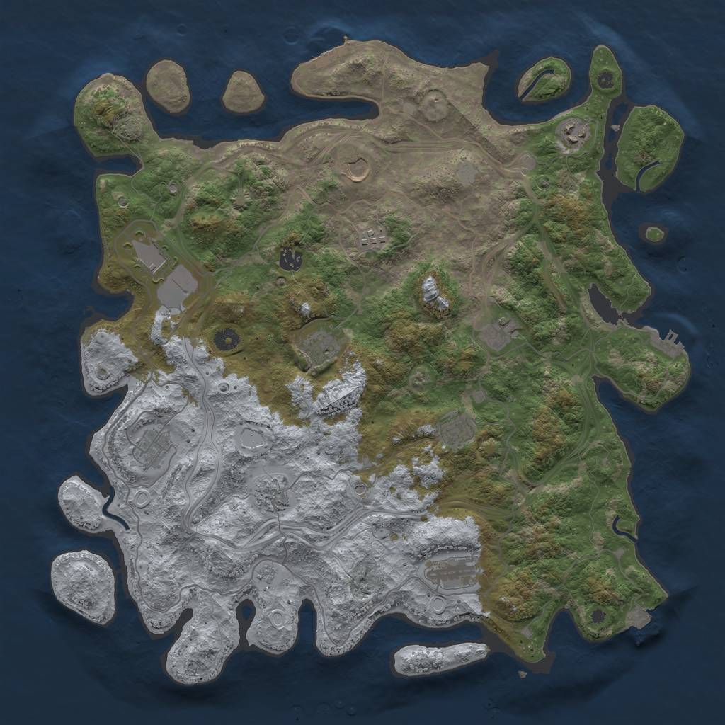 Rust Map: Procedural Map, Size: 4500, Seed: 2086669315, 19 Monuments