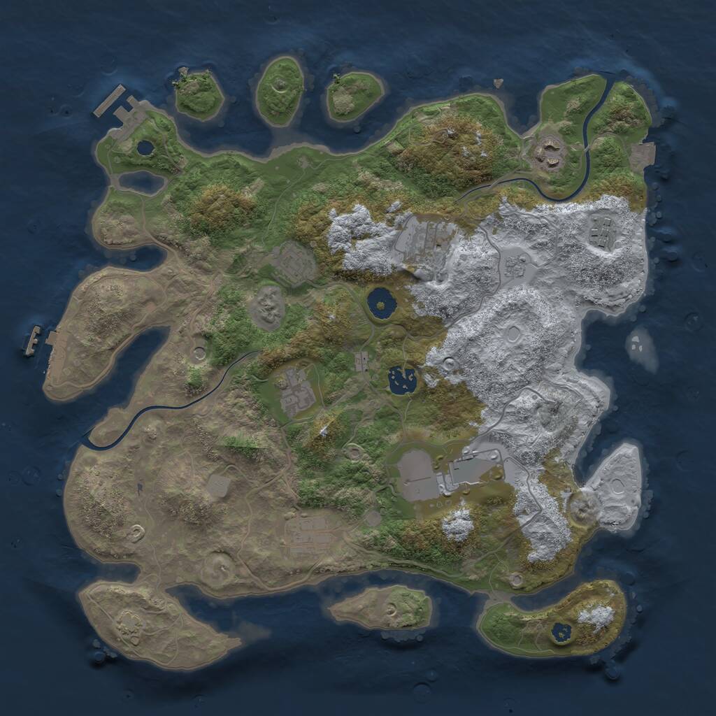 Rust Map: Procedural Map, Size: 3650, Seed: 53937978, 14 Monuments
