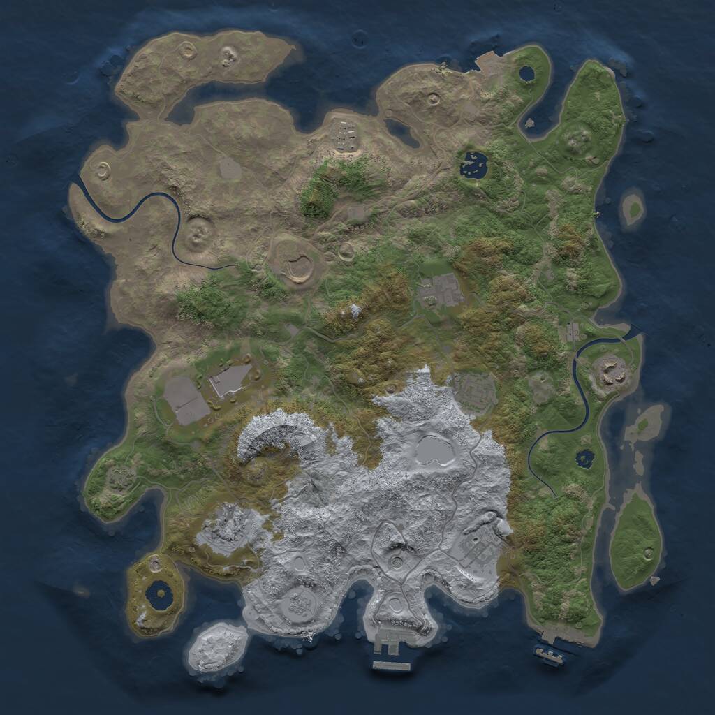 Rust Map: Procedural Map, Size: 3850, Seed: 57613077, 15 Monuments