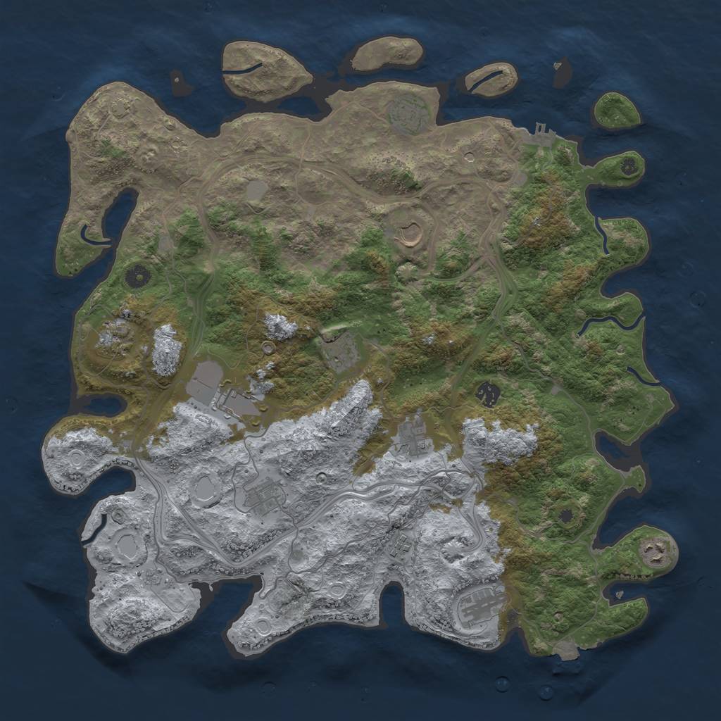 Rust Map: Procedural Map, Size: 4500, Seed: 500509355, 18 Monuments