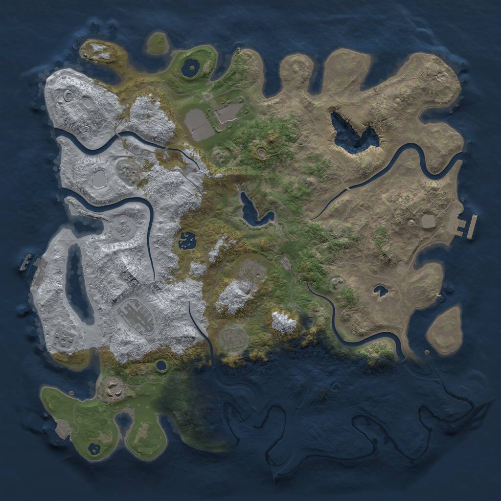 Rust Map: Procedural Map, Size: 4096, Seed: 2030943733, 13 Monuments