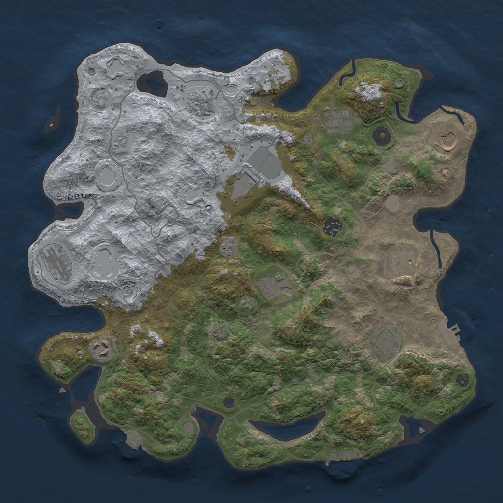 Rust Map: Procedural Map, Size: 4000, Seed: 790670327, 19 Monuments