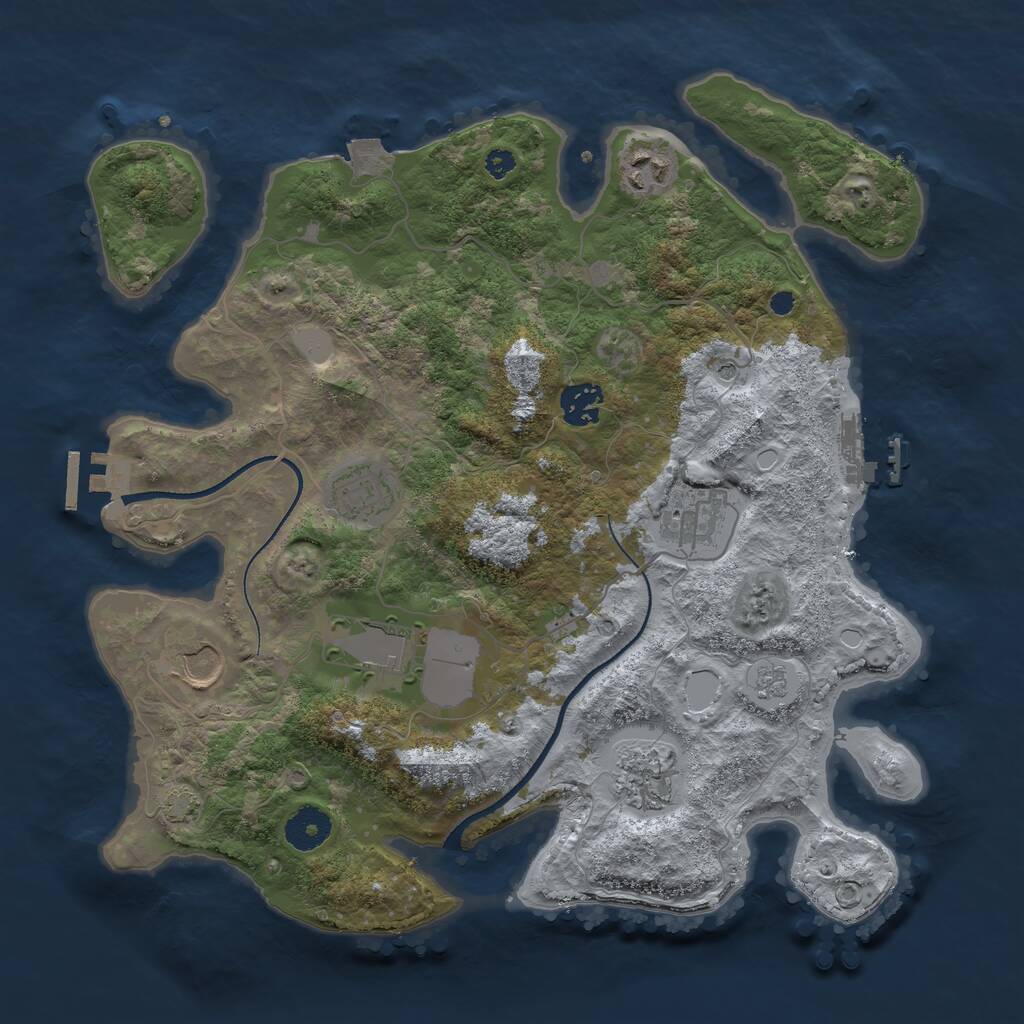 Rust Map: Procedural Map, Size: 3500, Seed: 3840131, 13 Monuments