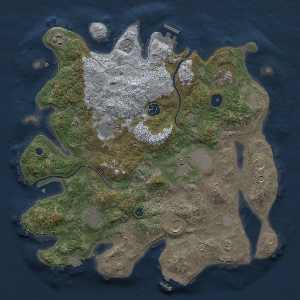 Rust Map: Procedural Map, Size: 3650, Seed: 53320399, 14 Monuments