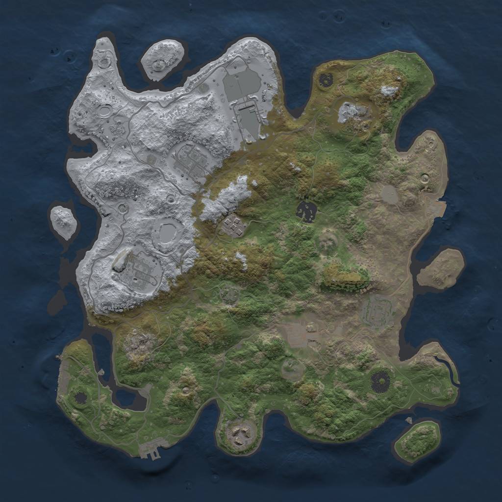 Rust Map: Procedural Map, Size: 3577, Seed: 2030192788, 17 Monuments