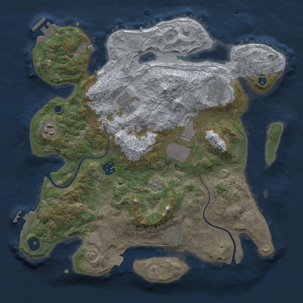 Rust Map: Procedural Map, Size: 3500, Seed: 646077440, 13 Monuments