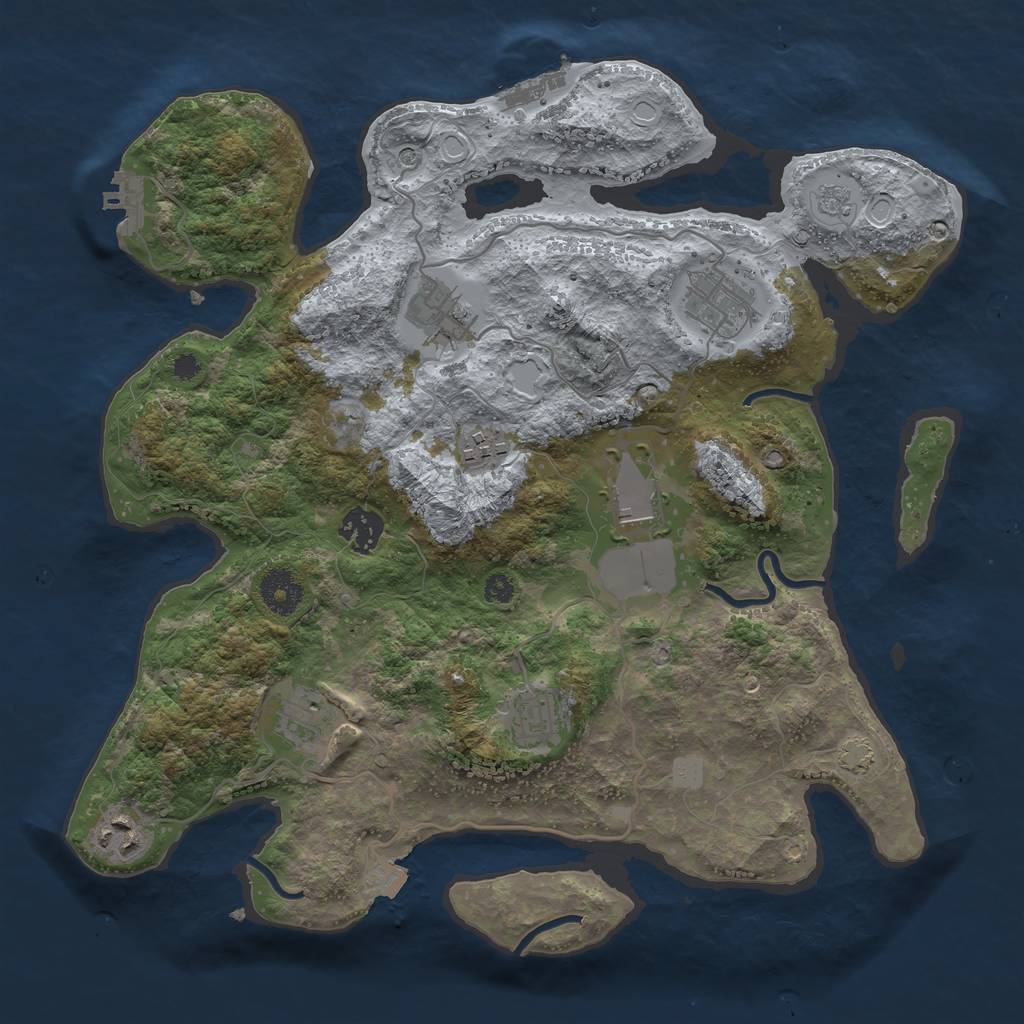 Rust Map: Procedural Map, Size: 3500, Seed: 646077440, 16 Monuments