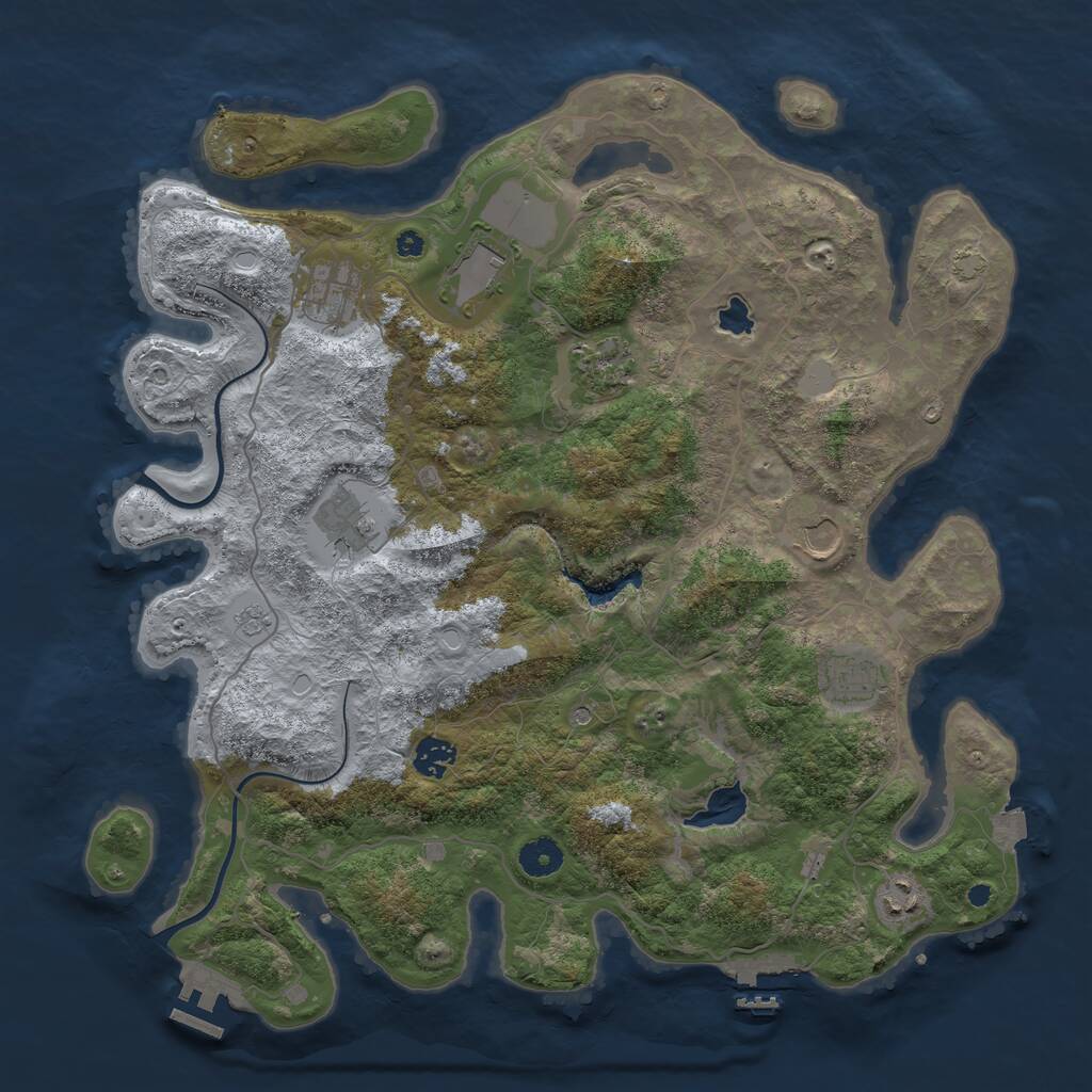 Rust Map: Procedural Map, Size: 4000, Seed: 4577845, 14 Monuments