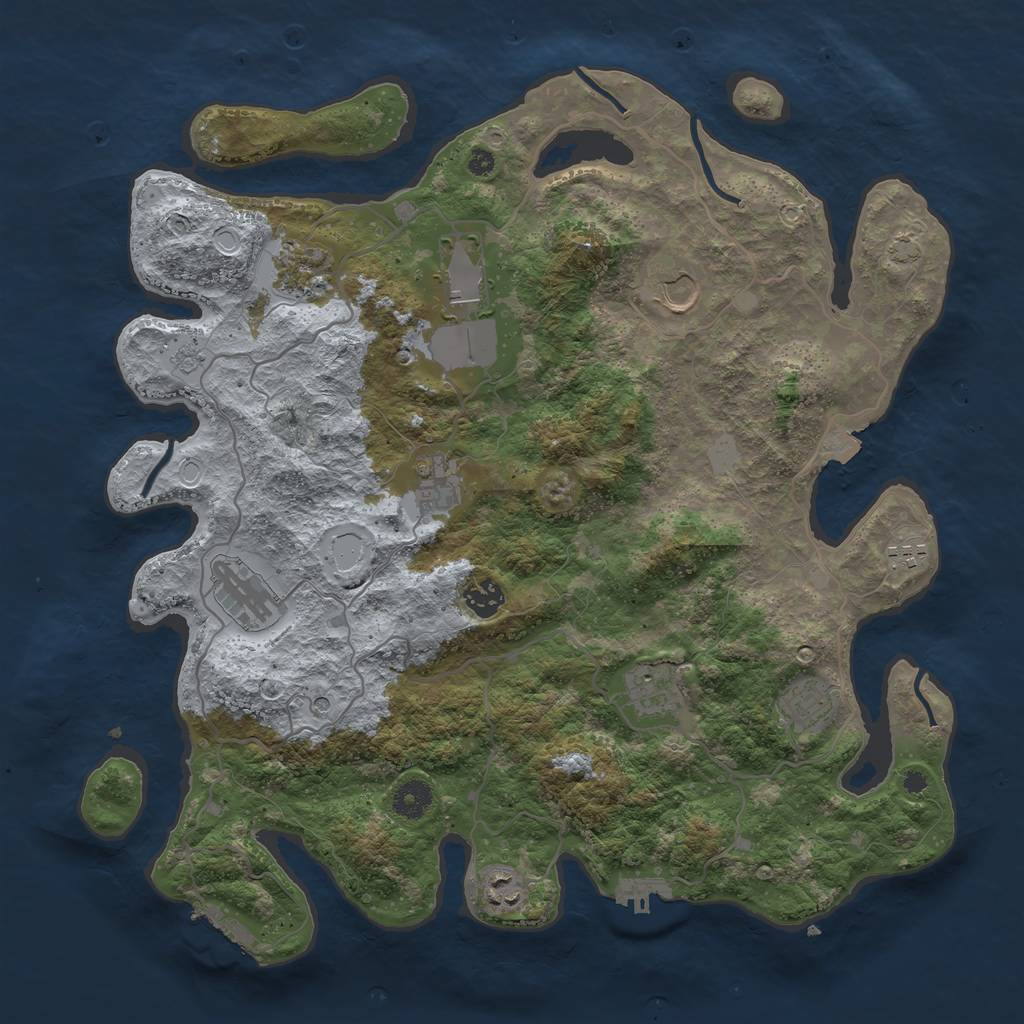 Rust Map: Procedural Map, Size: 4000, Seed: 4577845, 18 Monuments