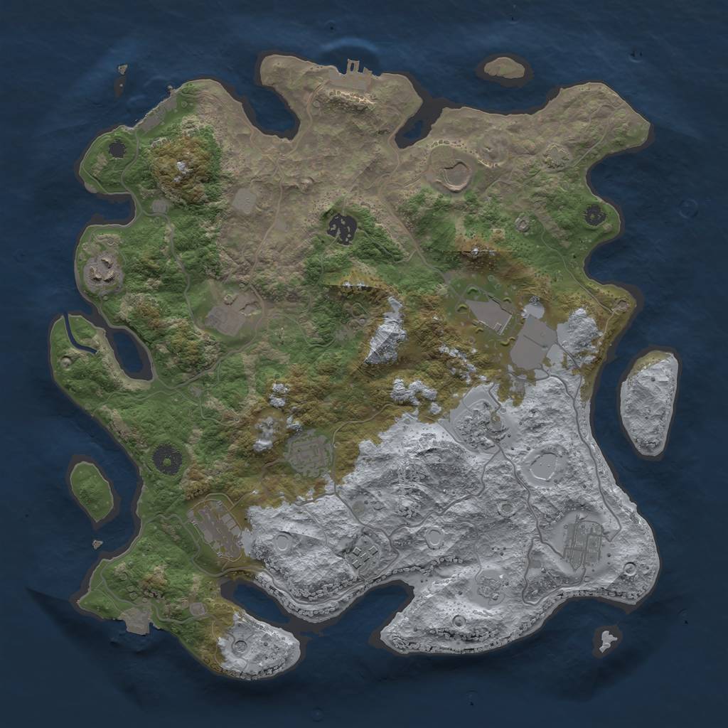 Rust Map: Procedural Map, Size: 3700, Seed: 1861433608, 18 Monuments