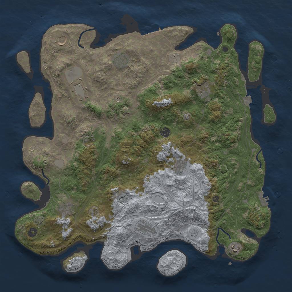 Rust Map: Procedural Map, Size: 4500, Seed: 113485343, 19 Monuments