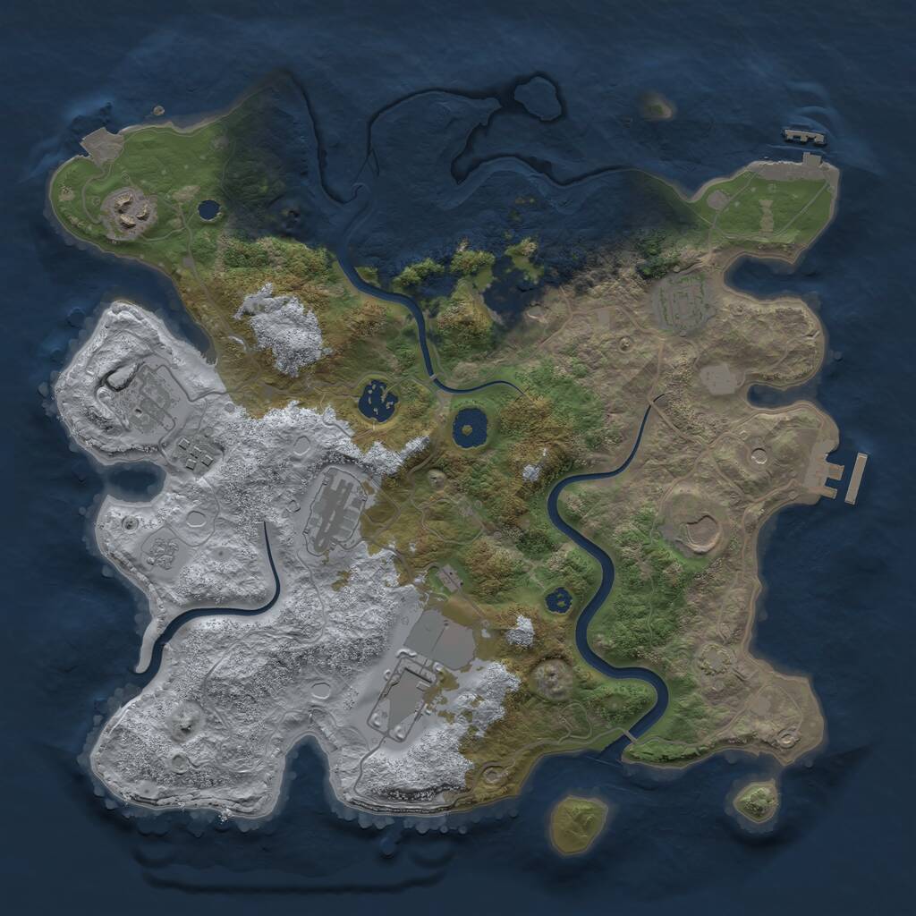 Rust Map: Procedural Map, Size: 3600, Seed: 801814607, 15 Monuments