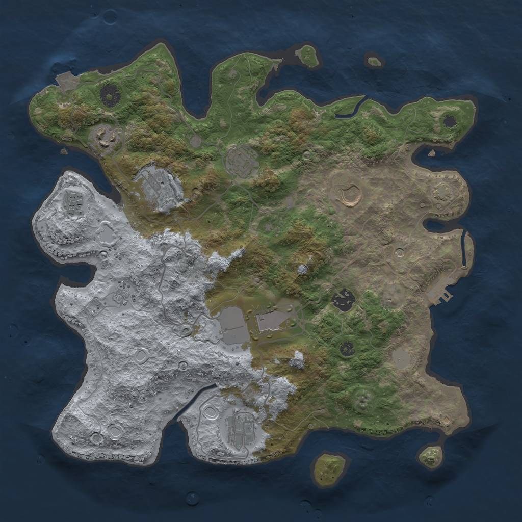 Rust Map: Procedural Map, Size: 3600, Seed: 801814607, 15 Monuments