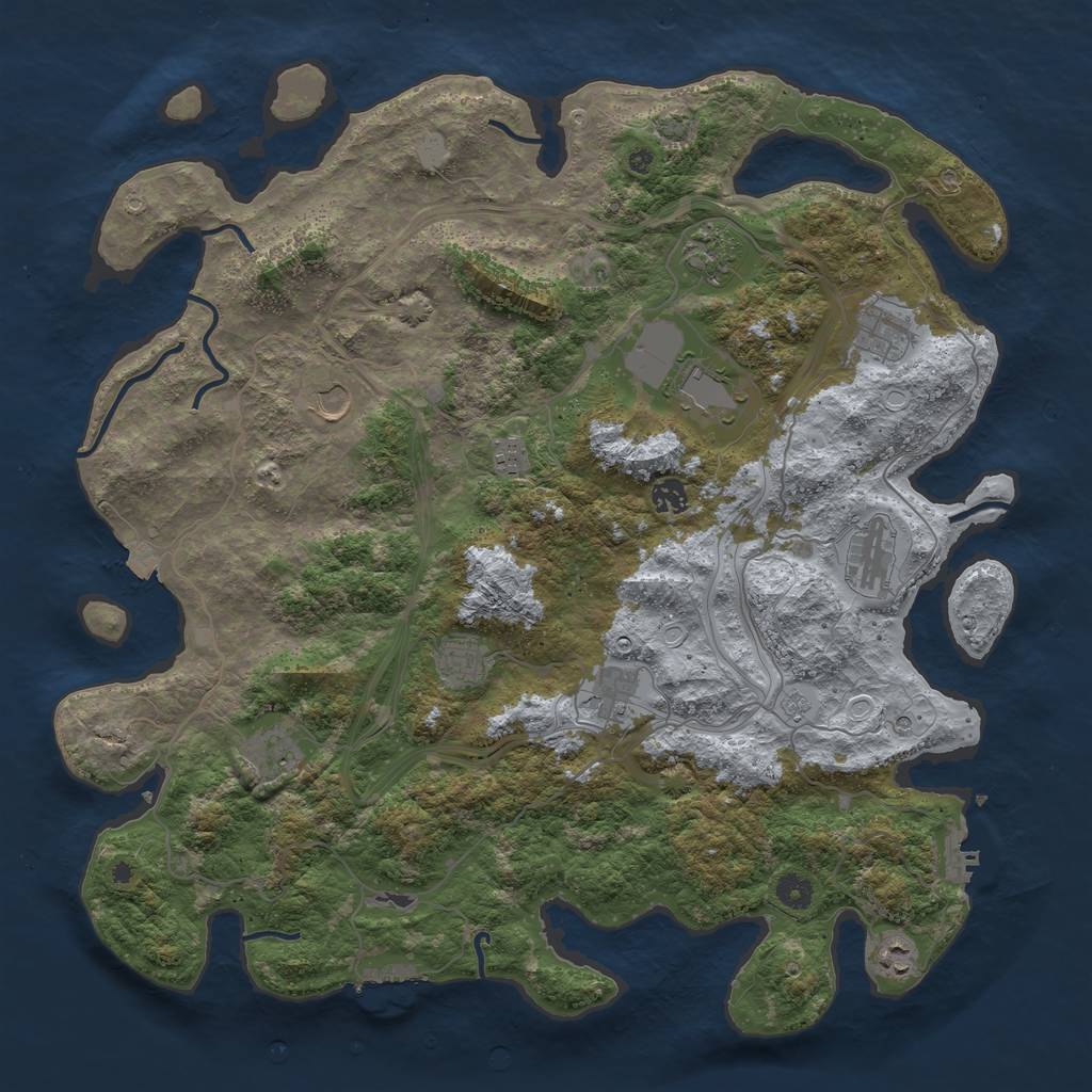 Rust Map: Procedural Map, Size: 4500, Seed: 1365361796, 19 Monuments