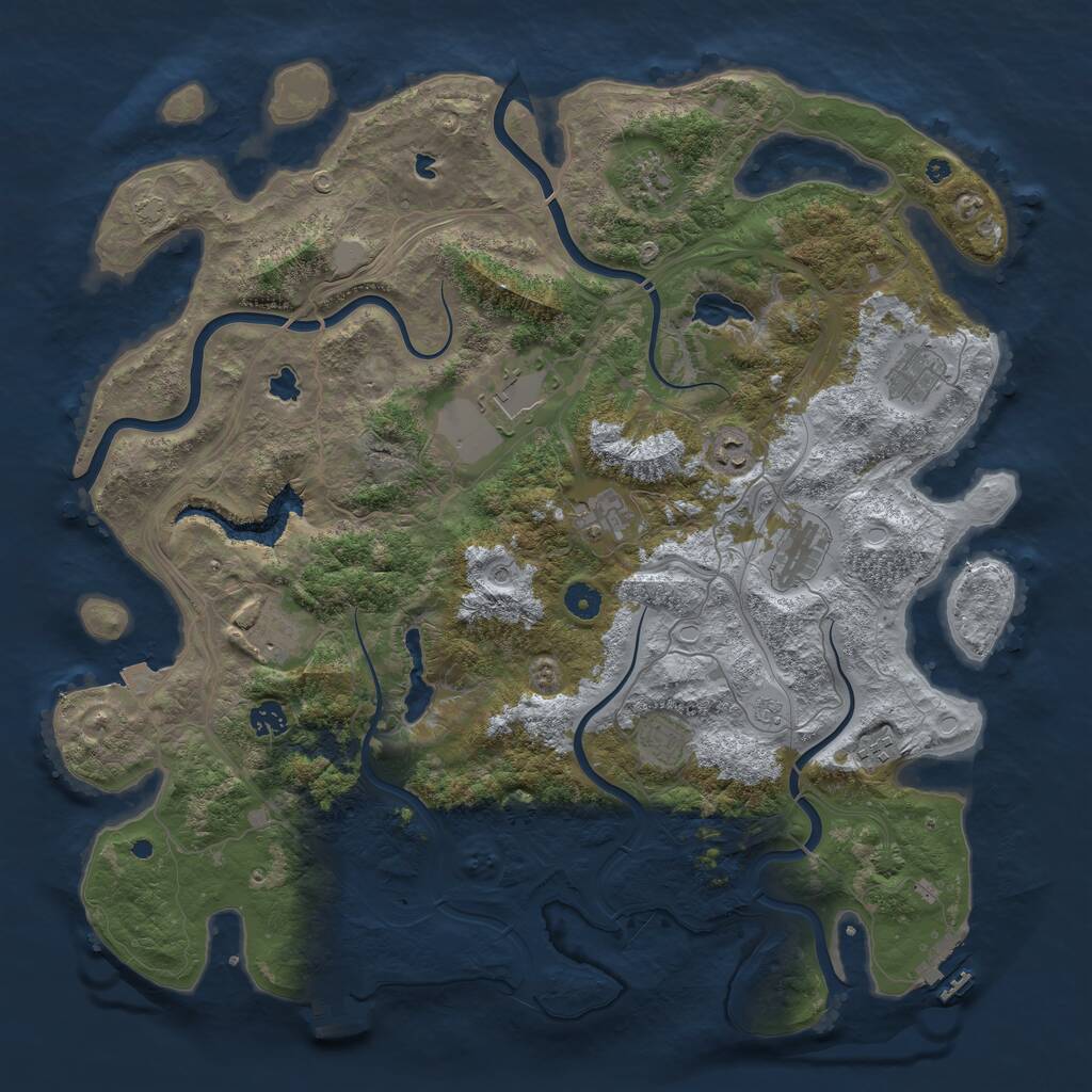 Rust Map: Procedural Map, Size: 4500, Seed: 1365361796, 16 Monuments