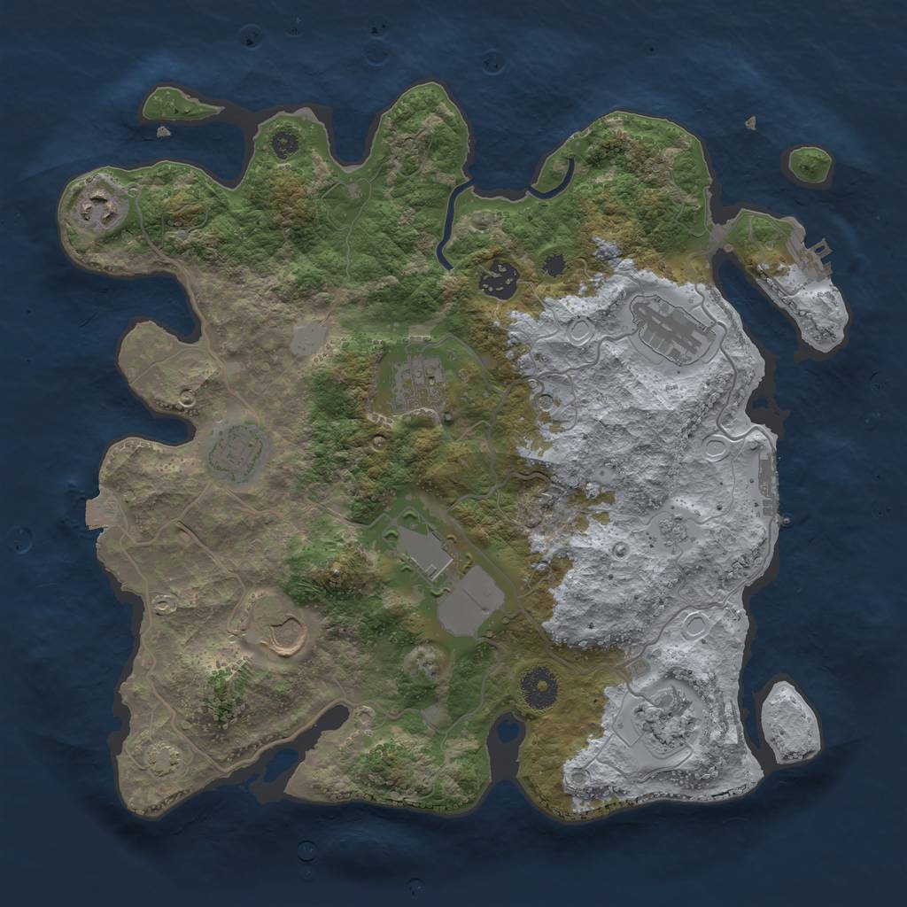 Rust Map: Procedural Map, Size: 3500, Seed: 43310165, 16 Monuments