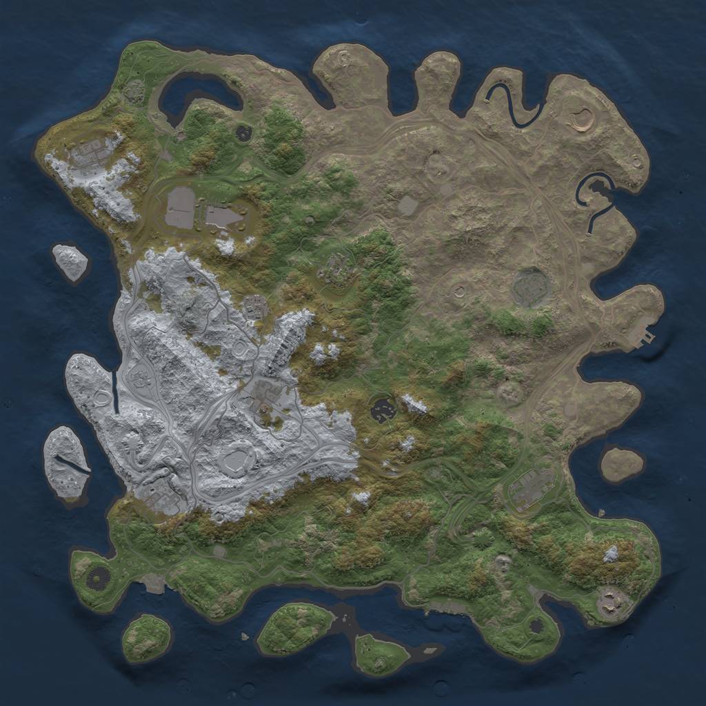 Rust Map: Procedural Map, Size: 4500, Seed: 743720096, 19 Monuments