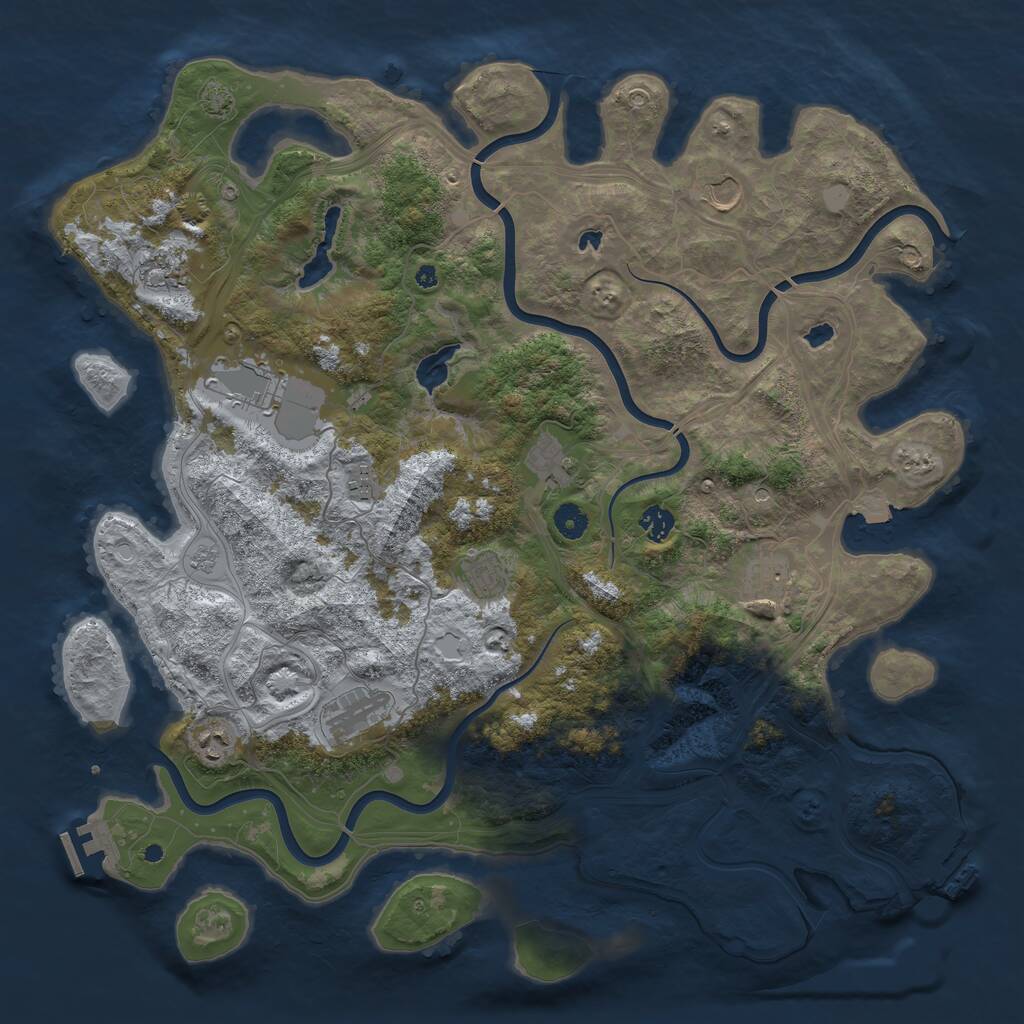 Rust Map: Procedural Map, Size: 4500, Seed: 743720096, 16 Monuments